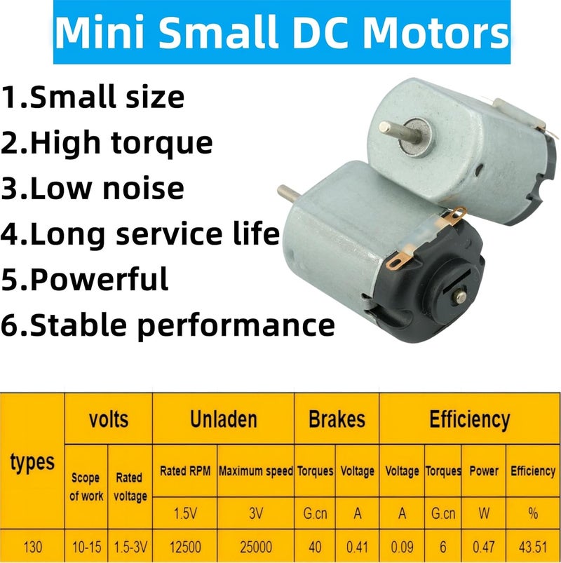 MTDELE 20Pcs Mini Small DC Motors 1.5V 3V 5V 6V 130 Micro Toy Electric Motors Compatible with for DIY Kids Projects - Image 3
